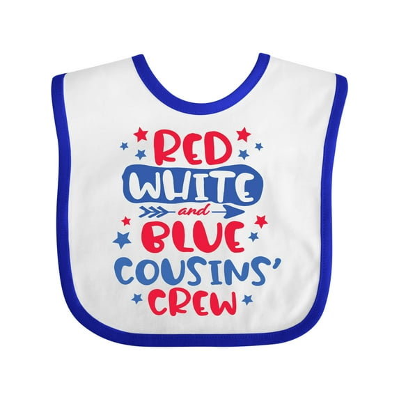 Inktastic Cousins Crew Red White and Blue 4th of July Boys or Girls Baby Bib