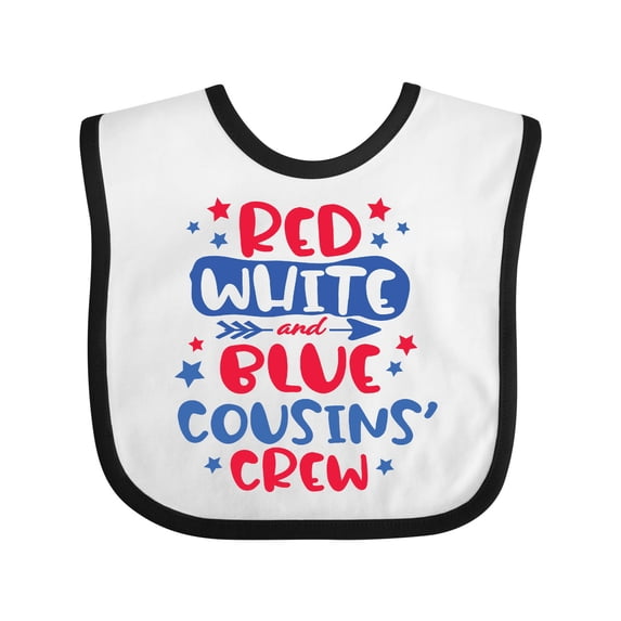 Inktastic Cousins Crew Red White and Blue 4th of July Boys or Girls Baby Bib