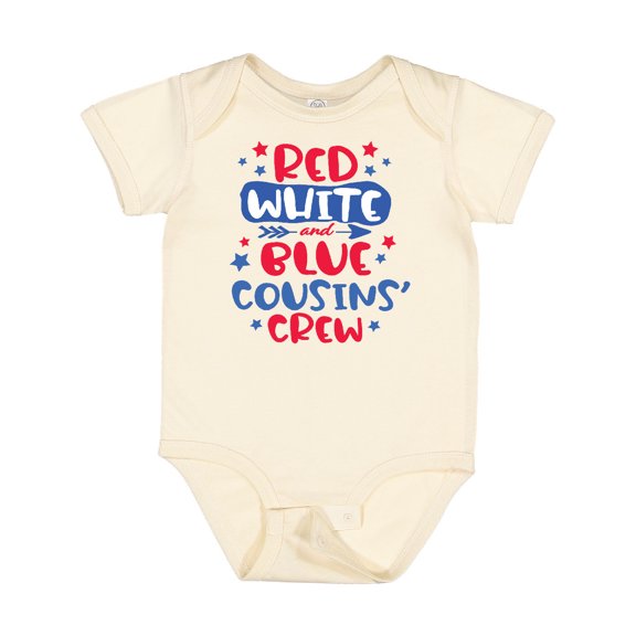 Inktastic Cousins Crew Red White and Blue 4th of July Boys or Girls Baby Bodysuit