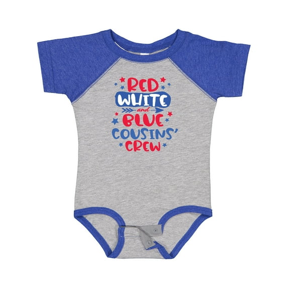 Inktastic Cousins Crew Red White and Blue 4th of July Boys or Girls Baby Bodysuit