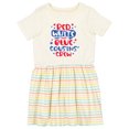 thumbnail image 1 of Inktastic Cousins Crew Red White and Blue 4th of July Girls Toddler Dress, 1 of 5