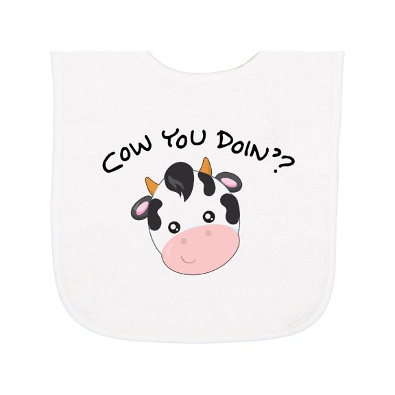 Inktastic Cow You Doin'? Cute Cow Baby Terry Cloth Bib