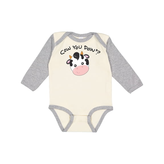 Inktastic Cow You Doin'? Cute Cow Boys or Girls Long Sleeve Baby Bodysuit