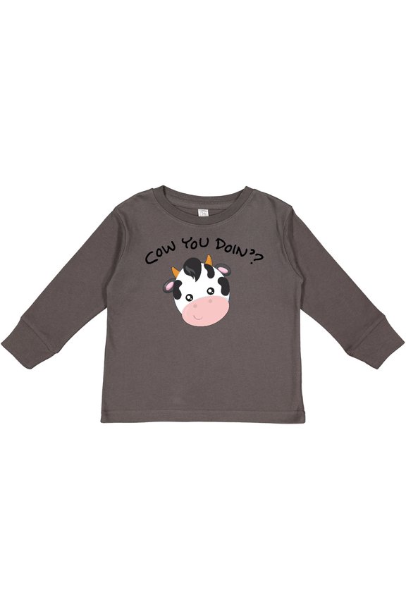 Cow You Doin'? Cute Cow Boys or Girls Long Sleeve Toddler T-Shirt
