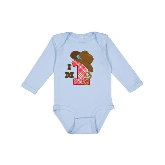 Inktastic Cowboy 1st Birthday Western Boys Long Sleeve Baby Bodysuit