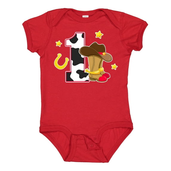 Inktastic Cowboy Birthday One Year Old with Cowboy Boots Boys Baby Bodysuit