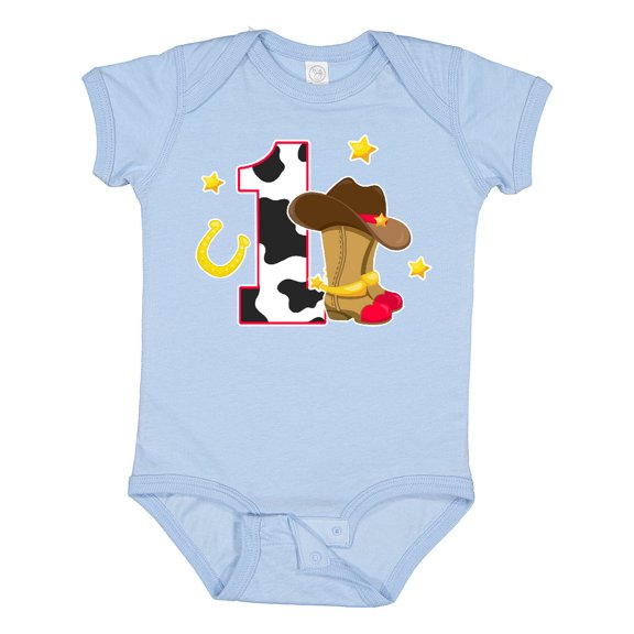 Inktastic Cowboy Birthday One Year Old with Cowboy Boots Boys Baby Bodysuit