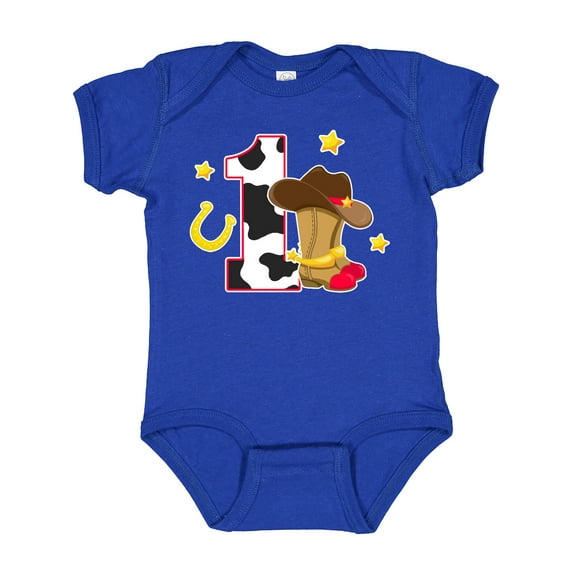 Inktastic Cowboy Birthday One Year Old with Cowboy Boots Boys Baby Bodysuit