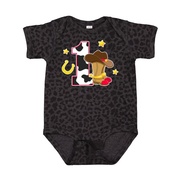 Inktastic Cowboy Birthday One Year Old with Cowboy Boots Boys Baby Bodysuit