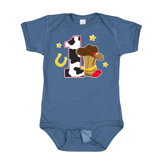 Inktastic Cowboy Birthday One Year Old with Cowboy Boots Boys Baby Bodysuit