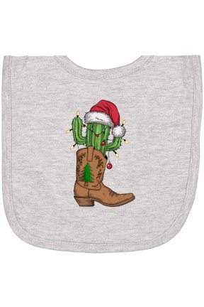Cowboy Cactus Christmas Boot Newborn Bib
