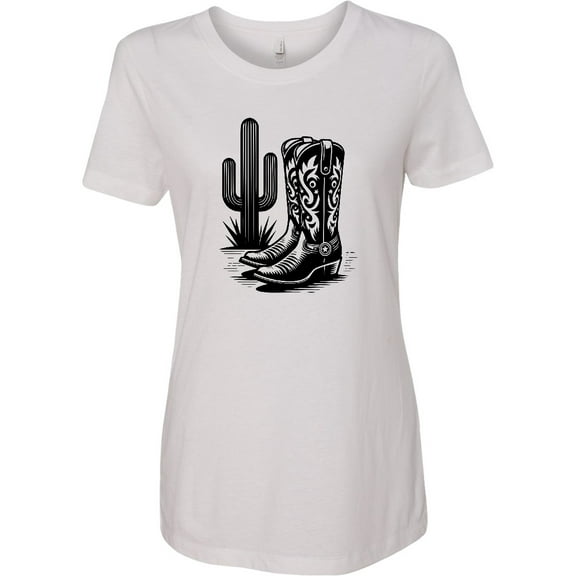 Inktastic Cowboy Cowgirl Boots Cactus Women's T-Shirt