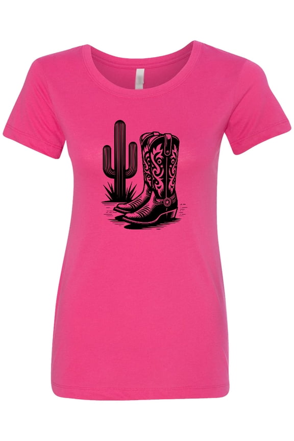 Cowboy Cowgirl Boots Cactus Women's T-Shirt