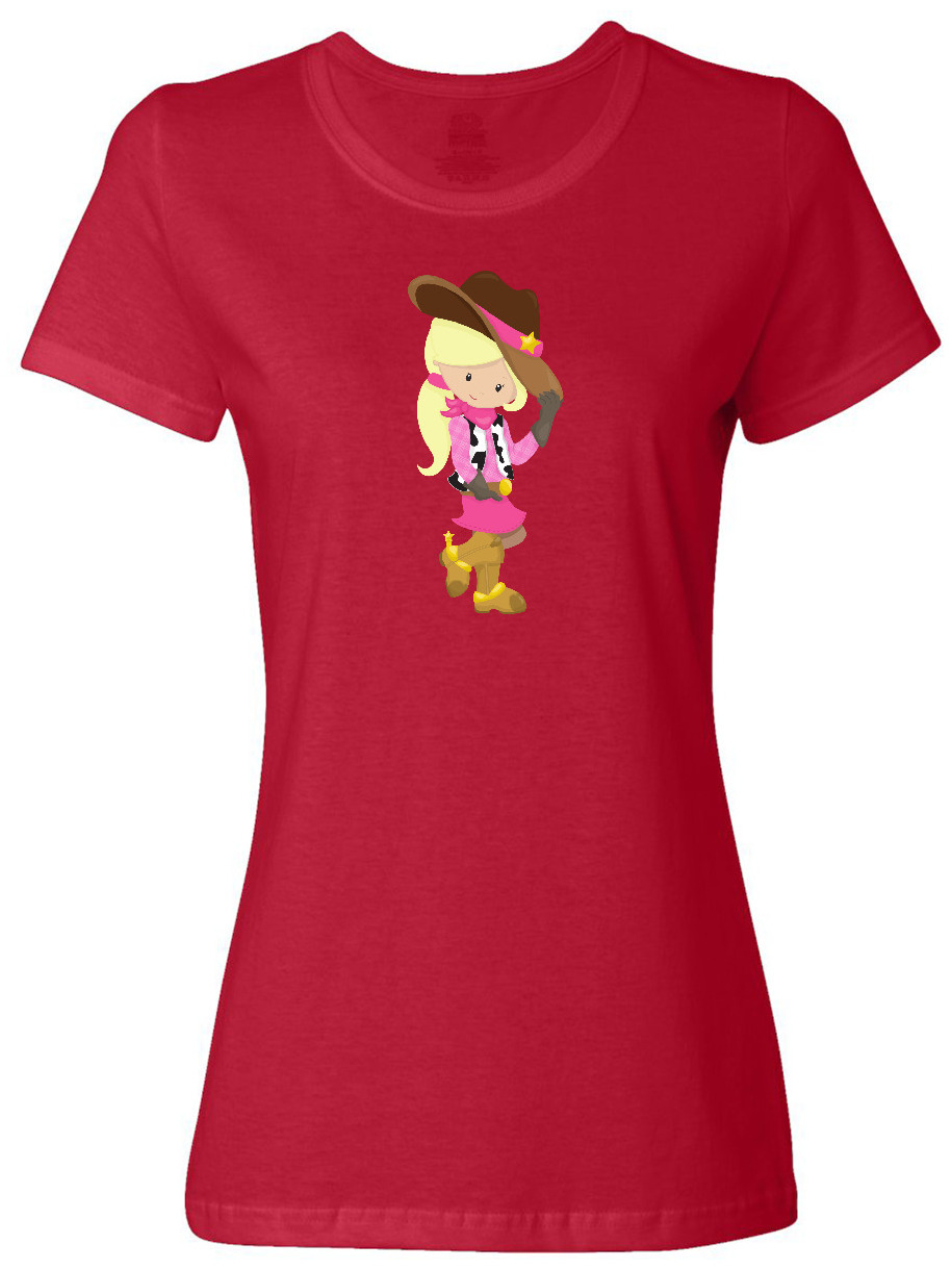 Inktastic Cowboy Girl, Girl With Cowboy Hat, Blonde Hair Women's T-Shirt - image 1 of 4