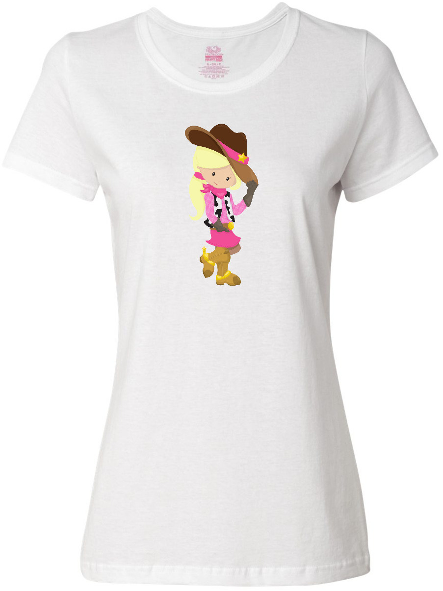 Inktastic Cowboy Girl, Girl With Cowboy Hat, Blonde Hair Women's T-Shirt - image 1 of 4