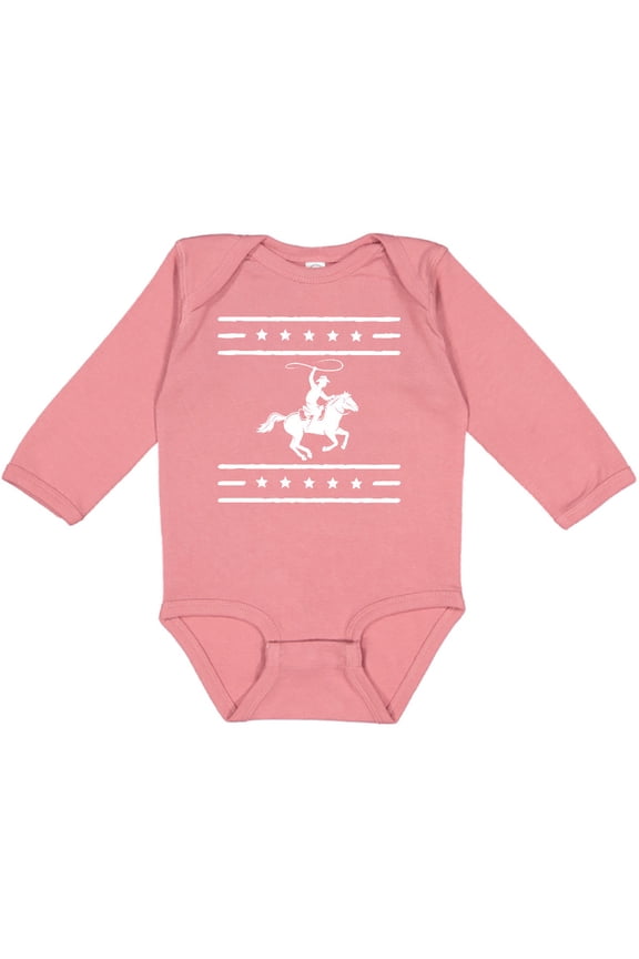 Cowboy Silhouette Team Roping Rodeo Boys or Girls Long Sleeve Baby Bodysuit