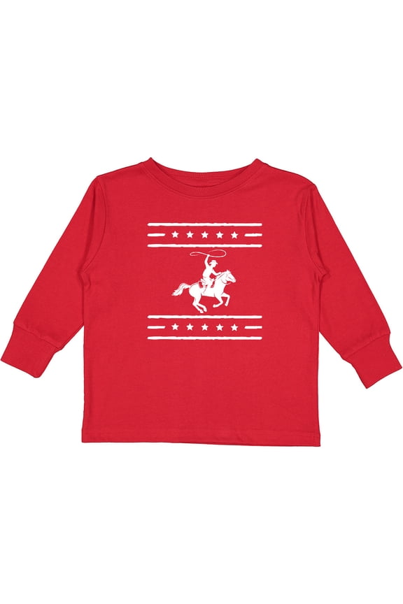 Cowboy Silhouette Team Roping Rodeo Boys or Girls Long Sleeve Toddler T-Shirt