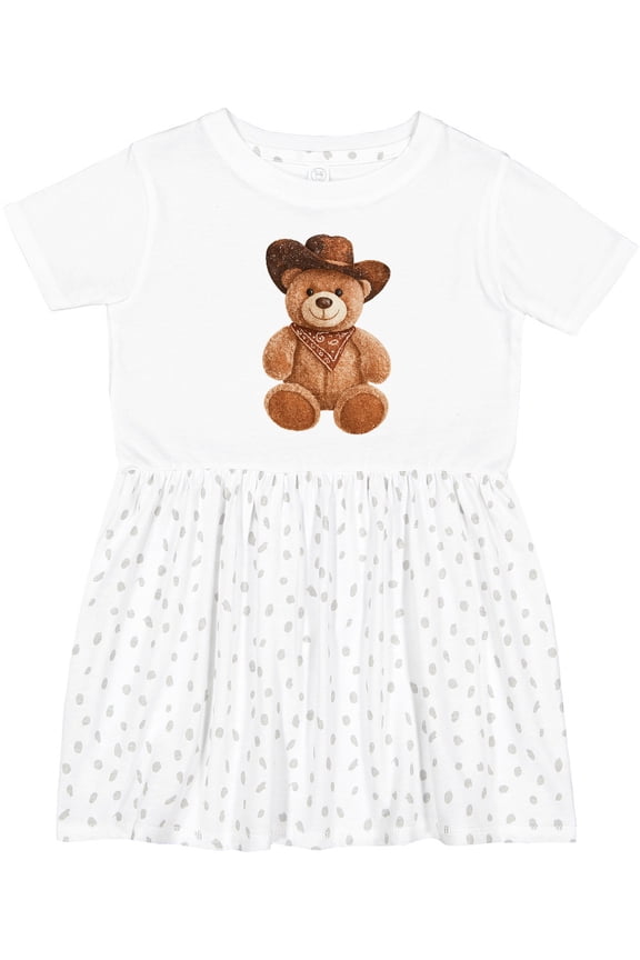 Cowboy Teddy Bear Bandana Kids Girls Toddler Dress