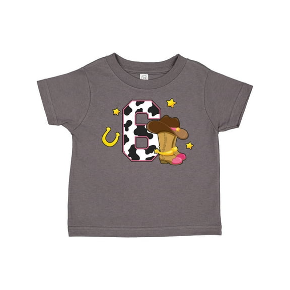 Inktastic Cowgirl Birthday Six Years Old with Cowgirl Boots Girls Toddler T-Shirt