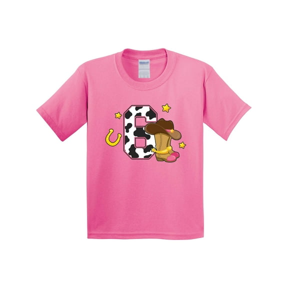 Inktastic Cowgirl Birthday Six Years Old with Cowgirl Boots Youth T-Shirt
