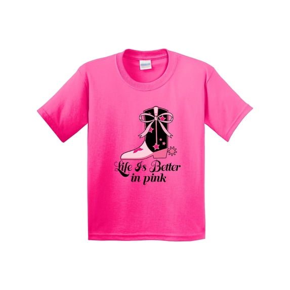 Inktastic Cowgirl Life is Better in Pink Youth T-Shirt