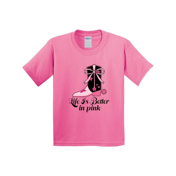 Inktastic Cowgirl Life is Better in Pink Youth T-Shirt