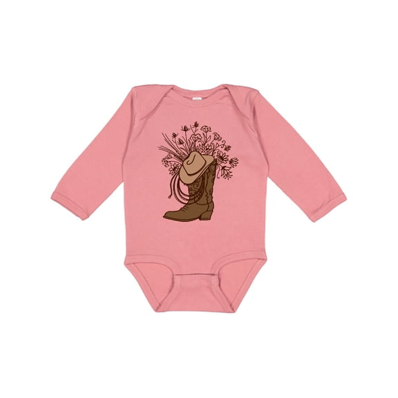 Inktastic Cowgirl Rodeo Western Boot Girls Long Sleeve Baby Bodysuit