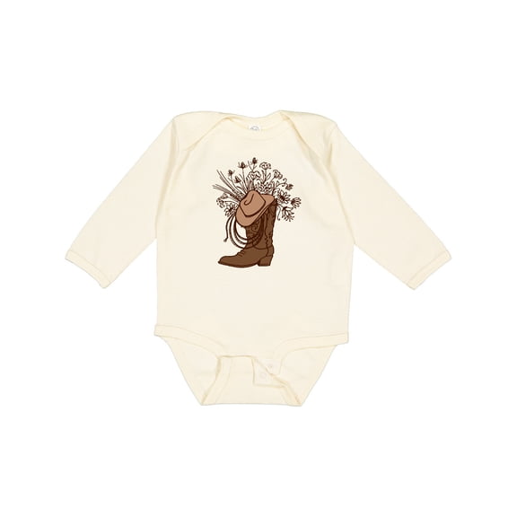 Inktastic Cowgirl Rodeo Western Boot Girls Long Sleeve Baby Bodysuit