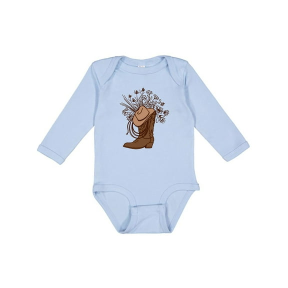 Inktastic Cowgirl Rodeo Western Boot Girls Long Sleeve Baby Bodysuit
