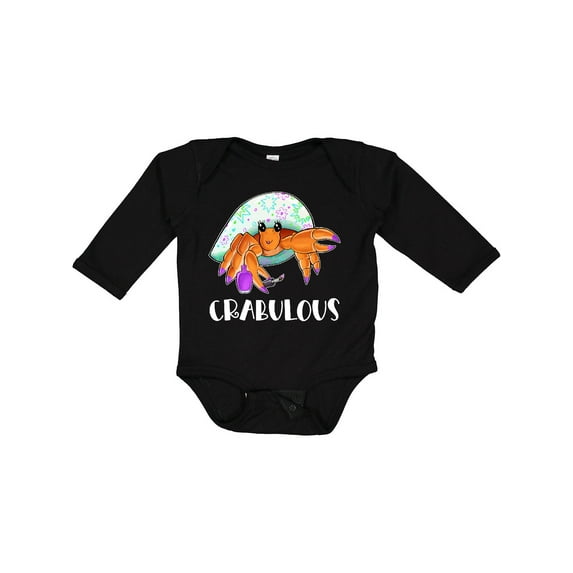 Inktastic Crabulous Cute Hermit Crab with Purple Nail Polish Boys or Girls Long Sleeve Baby Bodysuit