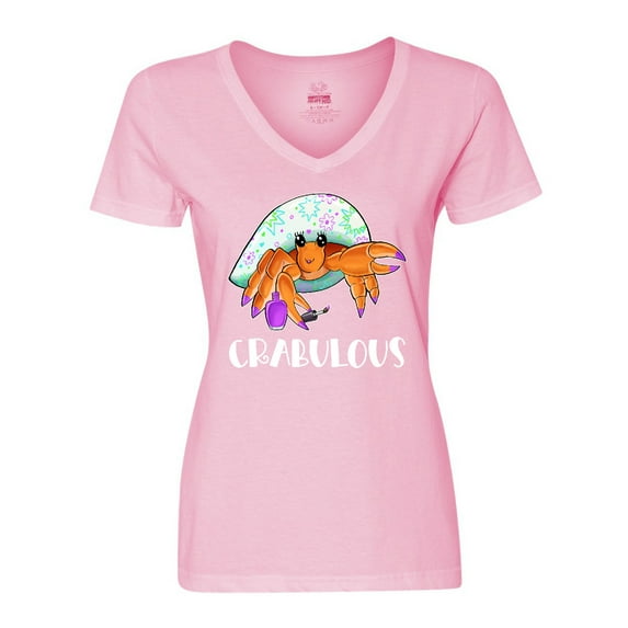 Inktastic Crabulous Cute Hermit Crab with Purple Nail Polish Women's V-Neck T-Shirt