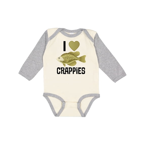 Inktastic Crappie Fishing I Love Crappies Boys or Girls Long Sleeve Baby Bodysuit