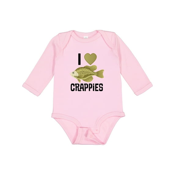 Inktastic Crappie Fishing I Love Crappies Boys or Girls Long Sleeve Baby Bodysuit