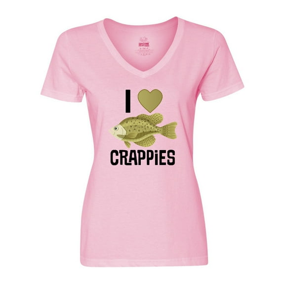 Inktastic Crappie Fishing I Love Crappies Women's V-Neck T-Shirt