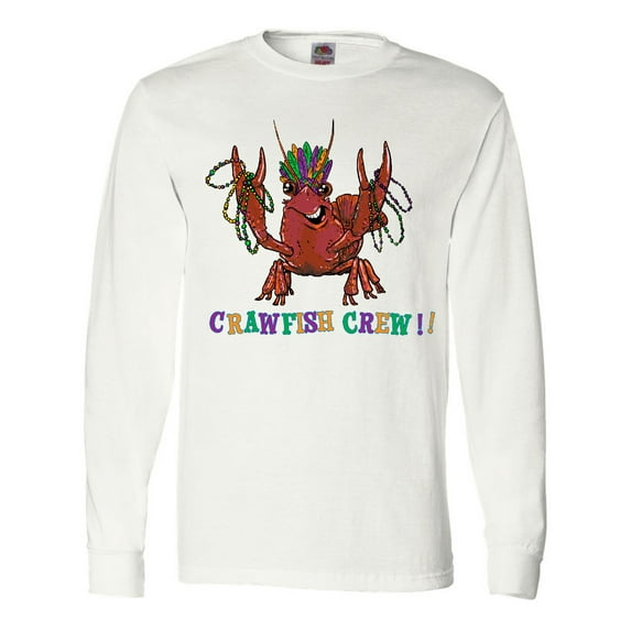 Inktastic Crawfish Crew Mardi Gras Crayfish with Beads Long Sleeve T-Shirt