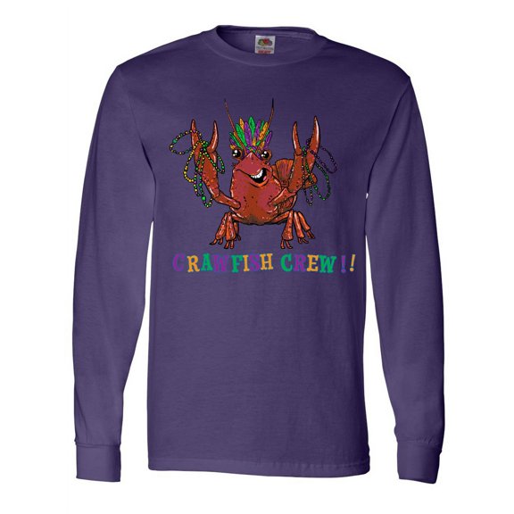 Inktastic Crawfish Crew Mardi Gras Crayfish with Beads Long Sleeve T-Shirt
