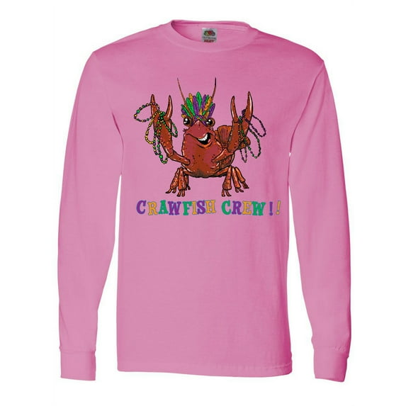 Inktastic Crawfish Crew Mardi Gras Crayfish with Beads Long Sleeve T-Shirt