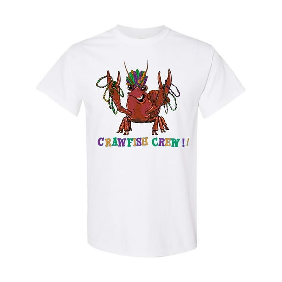 Inktastic Crawfish Crew Mardi Gras Crayfish with Beads T-Shirt