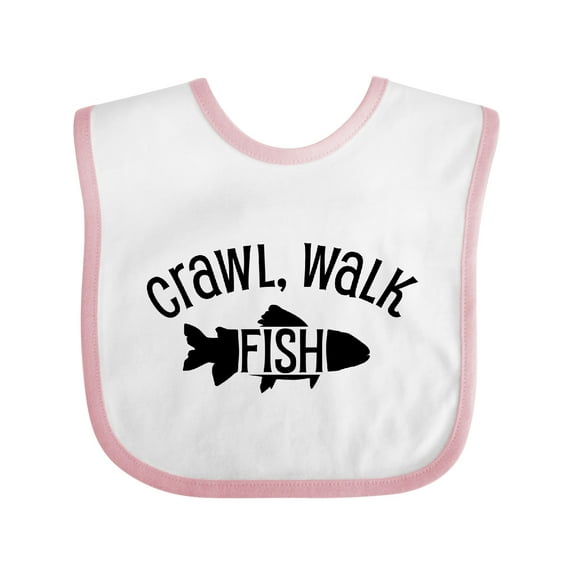Inktastic Crawl, Walk Fish Boys or Girls Baby Bib