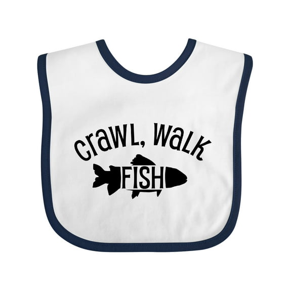 Inktastic Crawl, Walk Fish Boys or Girls Baby Bib