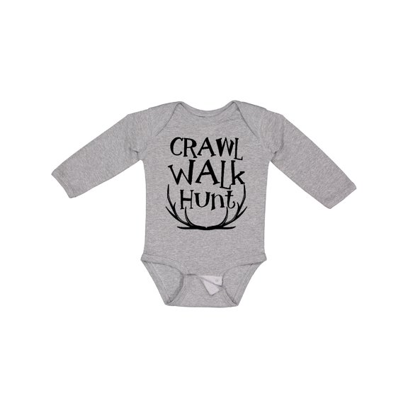 Inktastic Crawl, Walk, Hunt Boys or Girls Long Sleeve Baby Bodysuit