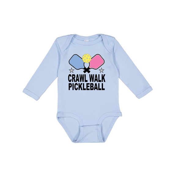 Inktastic Crawl Walk Pickleball Boys or Girls Long Sleeve Baby Bodysuit