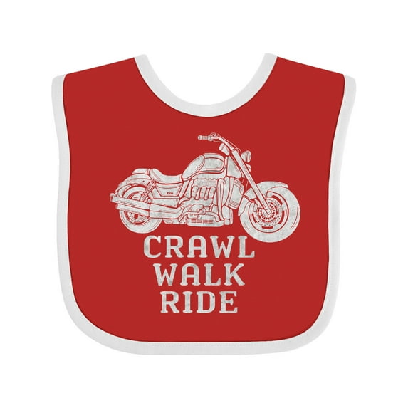 Inktastic Crawl Walk Ride Motorcycle Boys or Girls Baby Bib