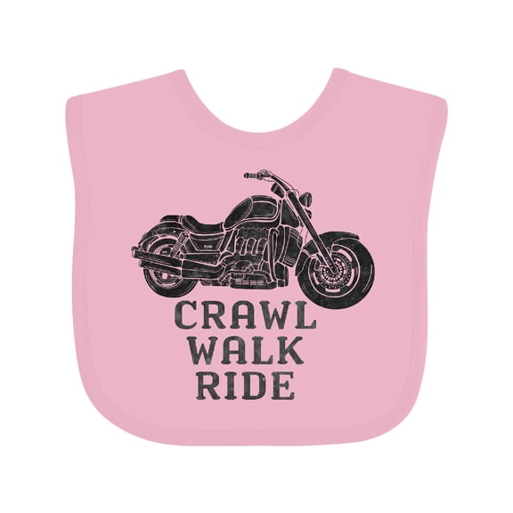 Inktastic Crawl Walk Ride Motorcycle Boys or Girls Baby Bib