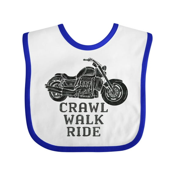 Inktastic Crawl Walk Ride Motorcycle Boys or Girls Baby Bib