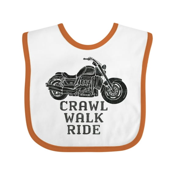 Inktastic Crawl Walk Ride Motorcycle Boys or Girls Baby Bib