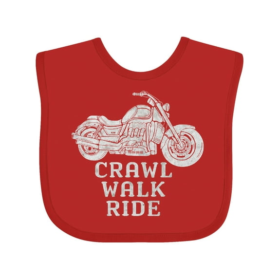 Inktastic Crawl Walk Ride Motorcycle Boys or Girls Baby Bib