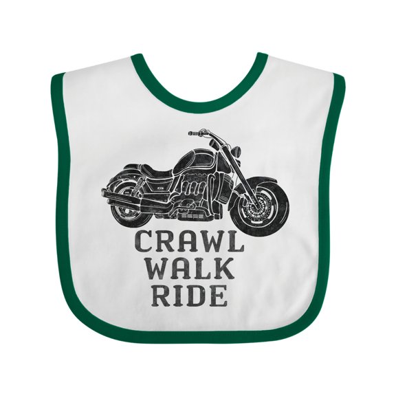 Inktastic Crawl Walk Ride Motorcycle Boys or Girls Baby Bib