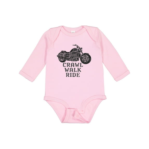 Inktastic Crawl Walk Ride Motorcycle Boys or Girls Long Sleeve Baby Bodysuit