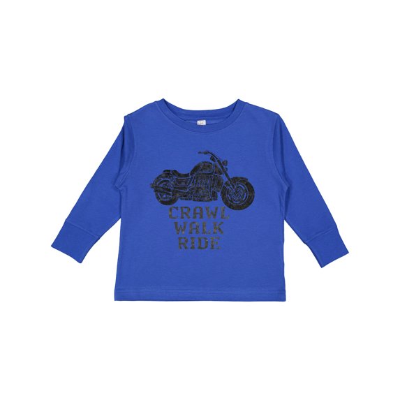 Inktastic Crawl Walk Ride Motorcycle Boys or Girls Long Sleeve Toddler T-Shirt